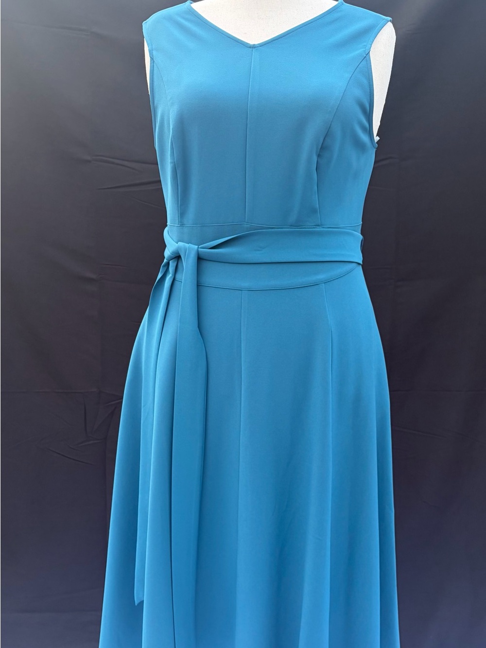Lane Bryant Teal V-Neck Midi Dress with Waist Sash